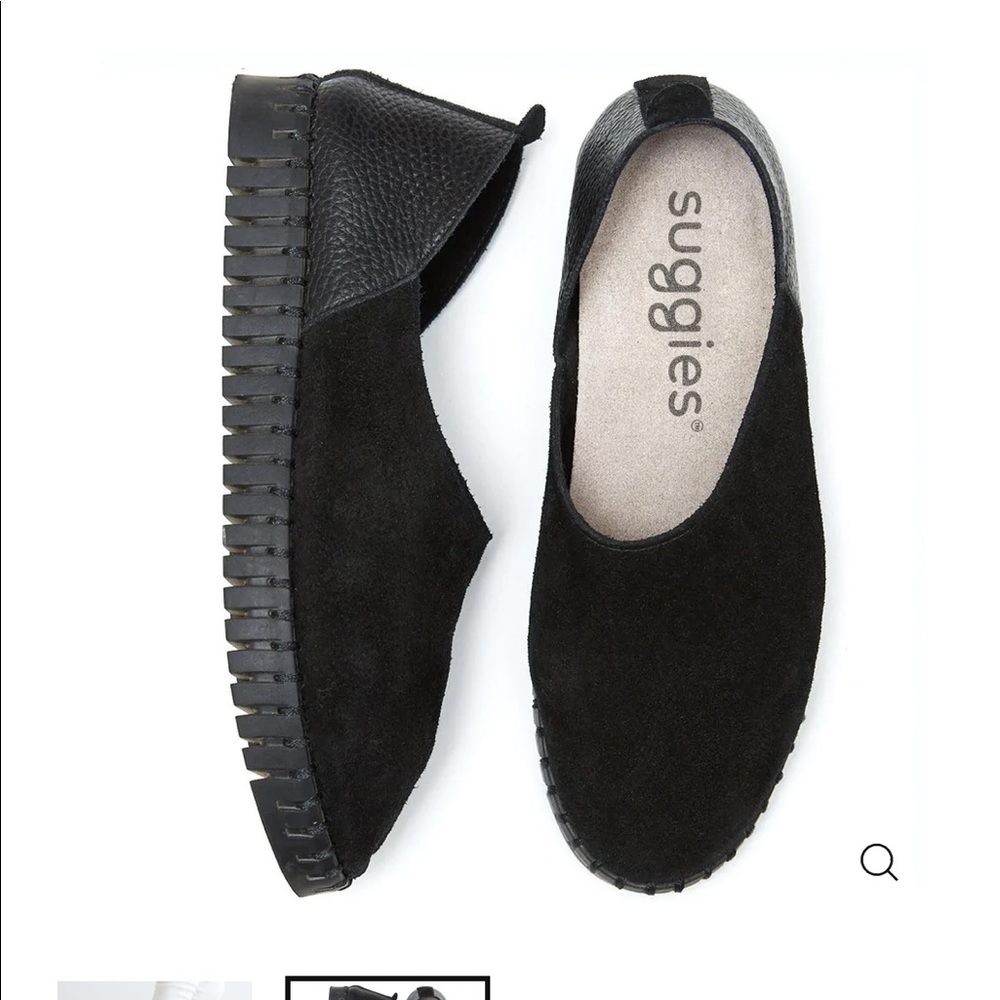 Suggies Black Suede Slip Ons